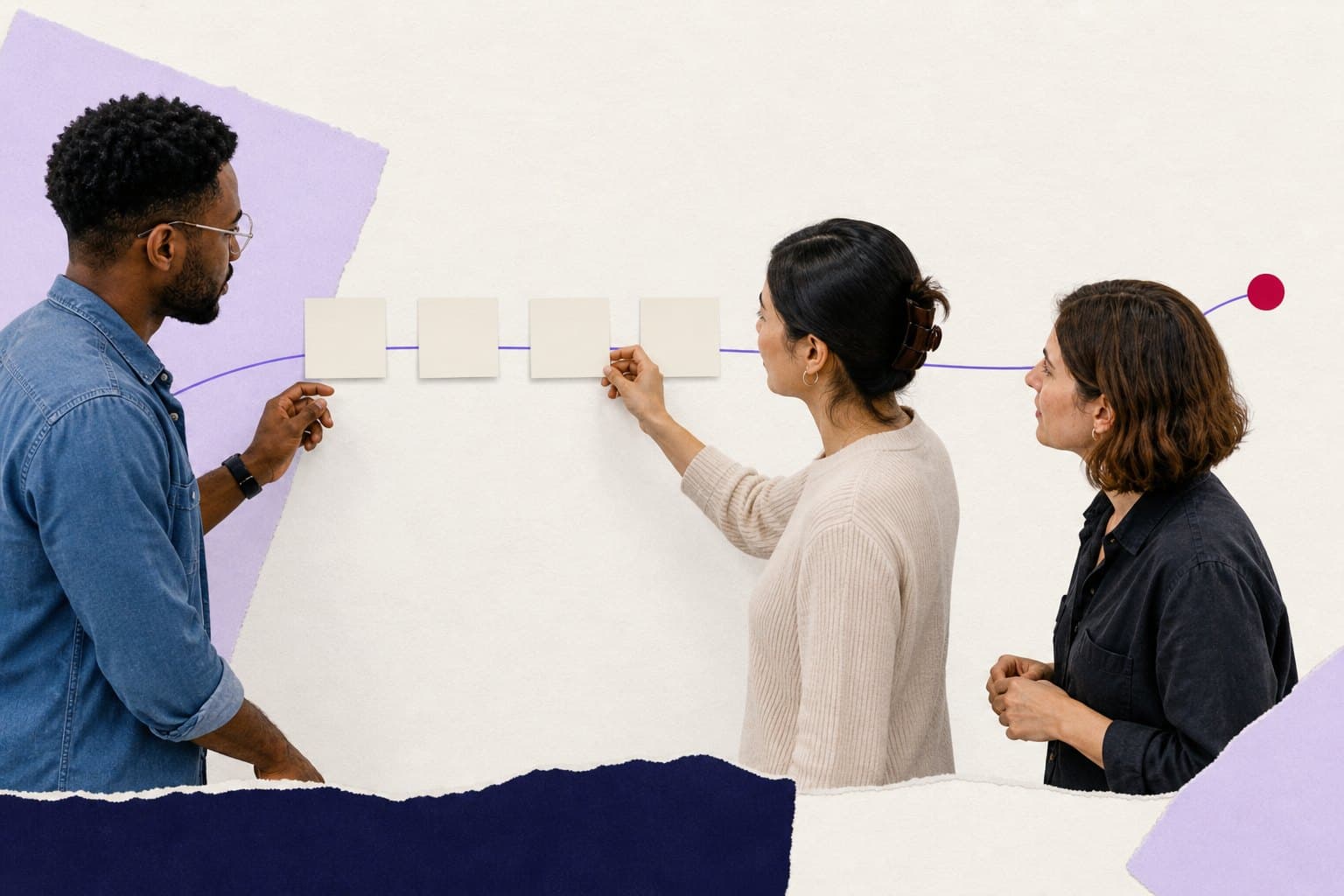 Editorial illustration of a thirty-day path from protected survey results to owned workplace actions